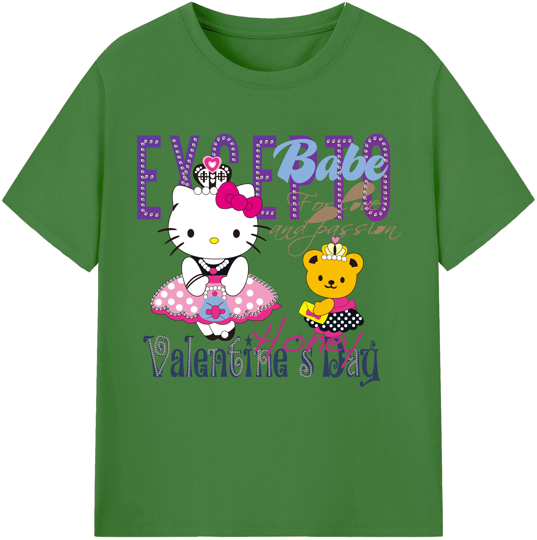 （画像用） Hello Kitty ハローキティ レディースカジュアルプリントTシャツ（綿100％）